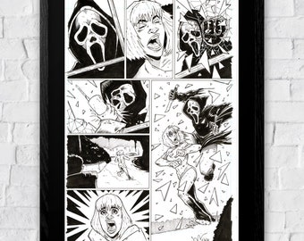 Ghost Face opening kill comic page ink drawing horror original art