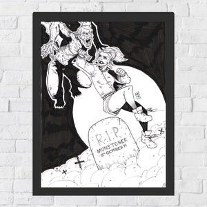 Buffy the Vampire Slayer A4 ink drawing horror original art