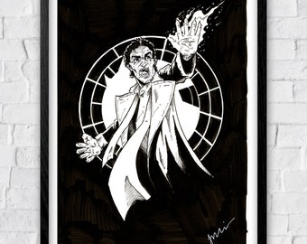 Jerry Dandrige Fright Night A4 ink drawing horror original art