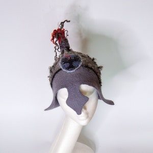 Hand felted hat, Knights helmet, Medieval helmet hat, Knight costume, Felted sauna cap, Festival costume hat, Grey knight helmet,