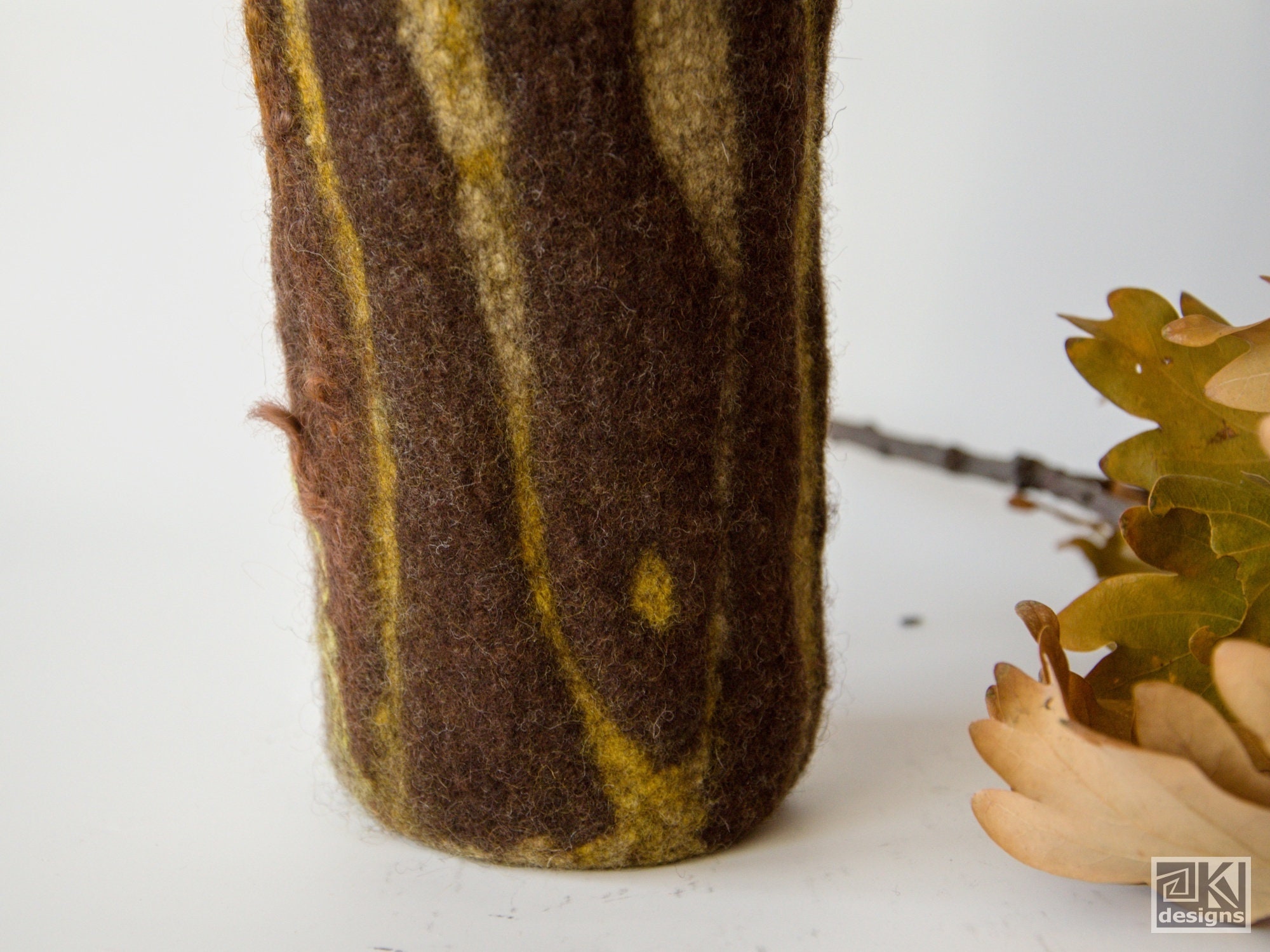 Tree vase Hand felted vase Bark texture Textured vessel Etsy