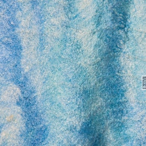 Nuno felted shawl, Turquoise, Hand felted scarf, Blue and White, Wool and Silk scarf, Felted wrap, Warm and Light scarf, wearable art scarf image 8