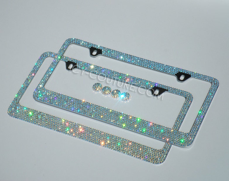 CRYSTAL SHIMMER License Plate Frame Swarovski Crystals Etsy