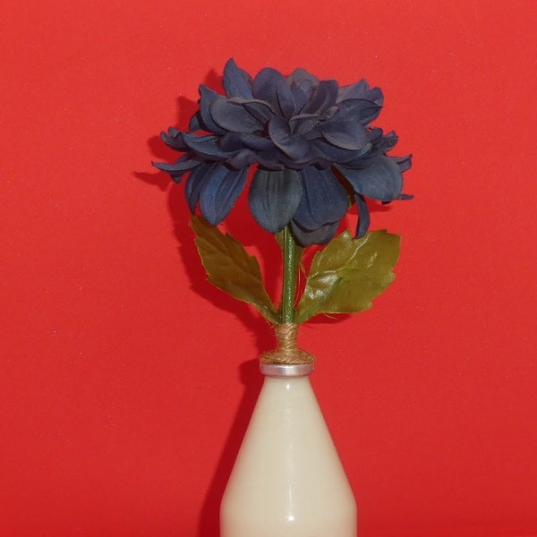 Floral-Old Spice bottle-Blue flower-house warming gift-Maximalist design-blue decor