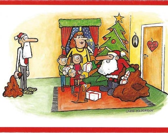 Postcard-Christmas Eve-Lasse Holgersson-vintage-Unused-Christmas greetings-Craft Projects