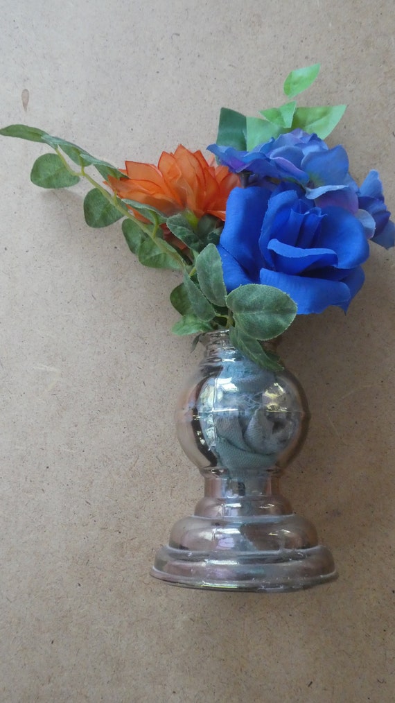 Floral Arrangementblue and Orange silk Flowerssmall Etsy