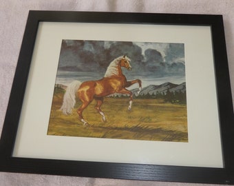 Horse print-Palomino-house warming-1949 -Jeanne Mellin-horse decor