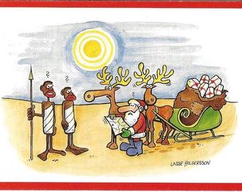 Postcard-Lost Santa-Lasse Holgersson-vintage-Unused-Christmas greetings-Craft Projects