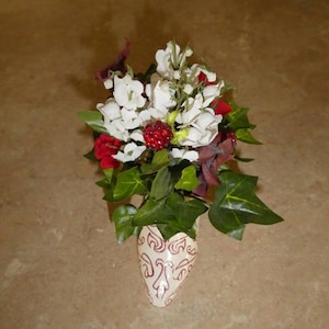 Floral-Red and White-Vintage Shoe-red berries-Dating?-Flowers for your sweetie