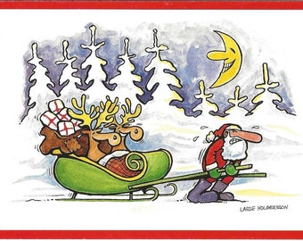Postcard-Reversal of Roles-Lasse Holgersson-vintage-Unused-Christmas greetings-Craft Projects