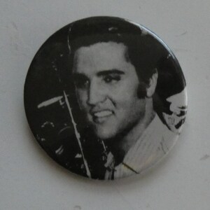 Elvis pin -Pinback button-Black and White-Smiling Elvis- Mothers Day gift