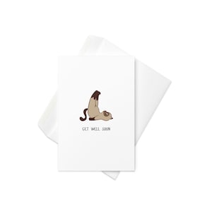 Carte Get Well Soon chat siamois – Cadeau de récupération mignon et amusant