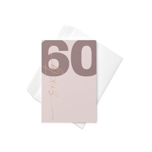 Grußkarte zum 60. Geburtstag - elegantes minimalistisches Design | Sechzig Meilenstein-Karte für Sie | Blush Rosa & Gold | Stilvolle Feier Karte