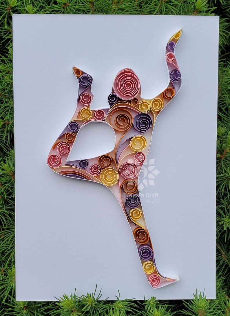 Framed Paper Quilling Yoga Pose Wall Art for House / Yoga Wall Art for