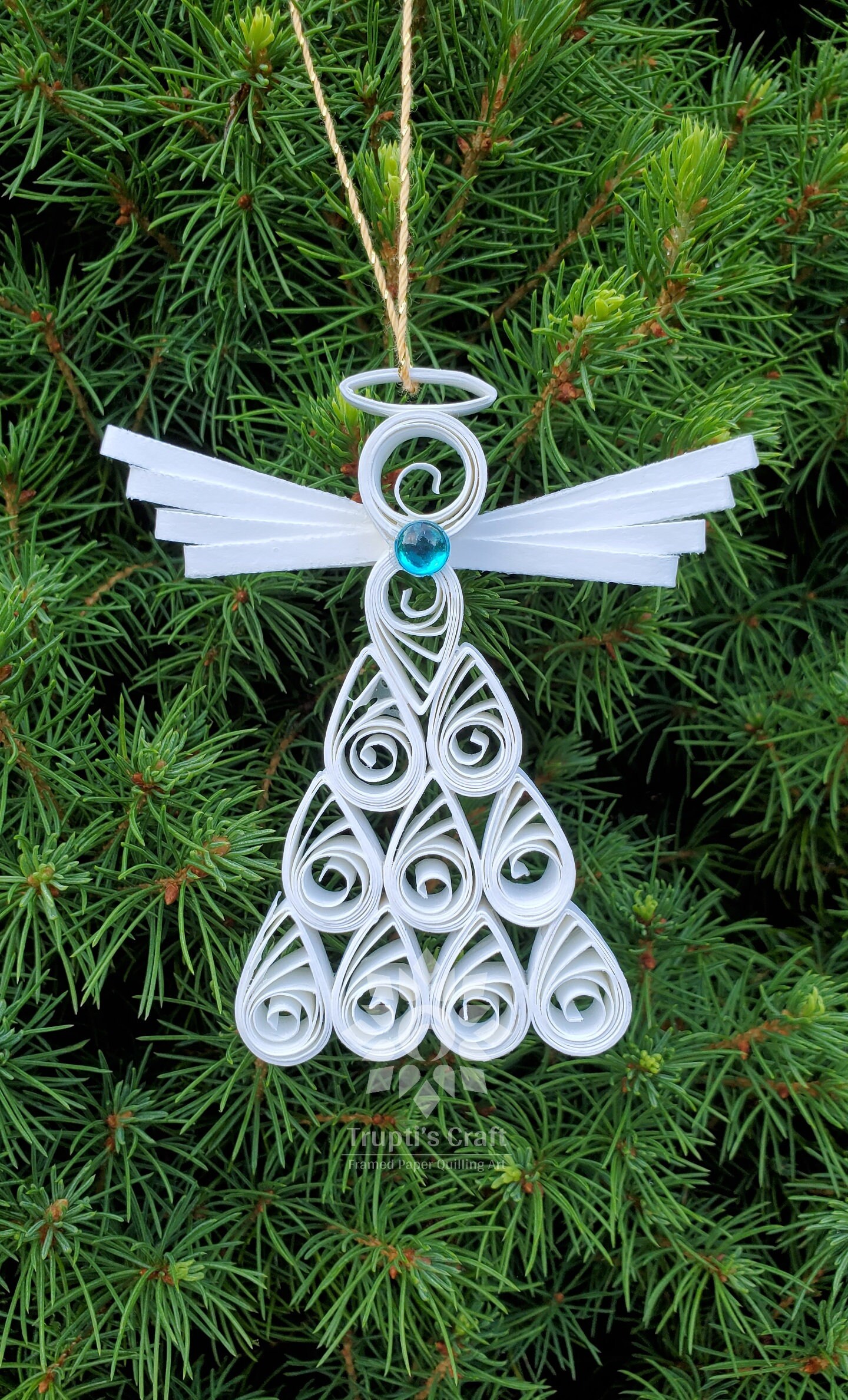 Paper Quilling Angel Ornament / Christmas Stocking Stuffer/ Guardian