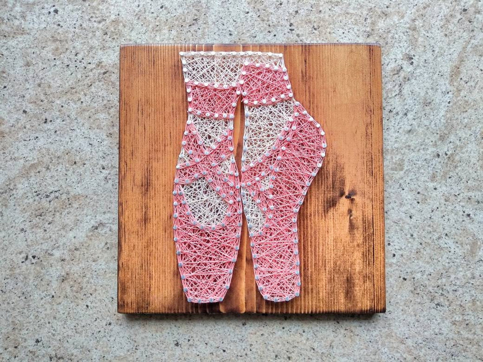 ballet rustic wood string art sign / studio door hanger / baby girl nursery string art / personalized ballerina sign