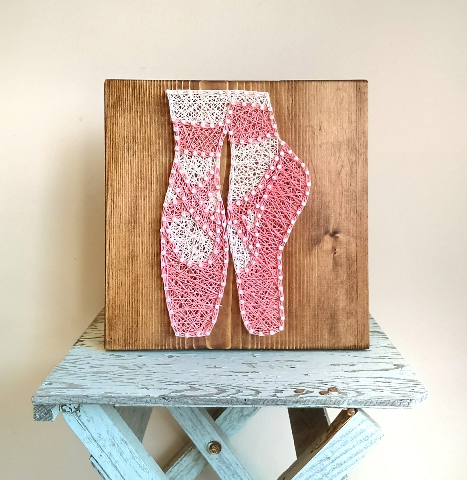 ballet rustic wood string art sign / studio door hanger / baby girl nursery string art / personalized ballerina sign