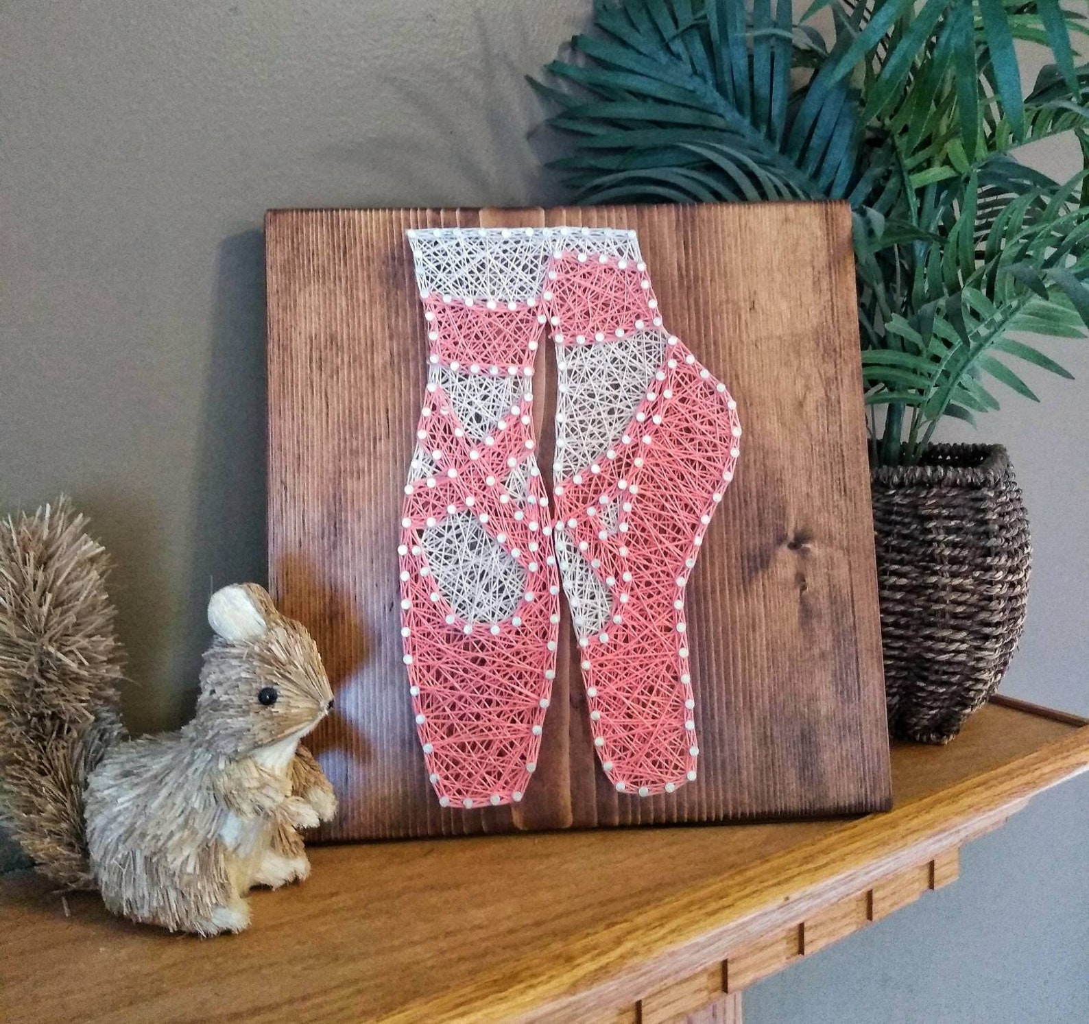 ballet rustic wood string art sign / studio door hanger / baby girl nursery string art / personalized ballerina sign