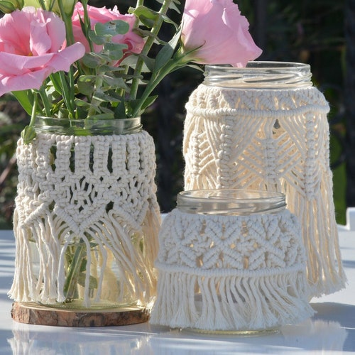 Macrame Jar Cover PDF Pattern Digital Download Macrame Jar Etsy