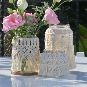 Digital Set of 3 Macrame Jar Cover Pattern Small, Medium and Large Pattern included PKV00 Instant Download image 1