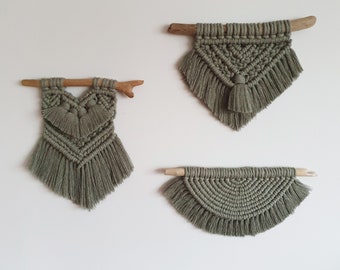 Digital Set of 3 Mini Macrame Wall Hanging Pattern PDS39 - Instant Download