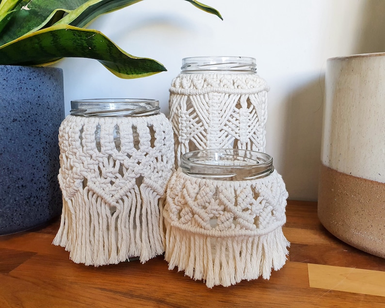Digital Set of 3 Macrame Jar Cover Pattern Small, Medium and Large Pattern included PKV00 Instant Download image 8