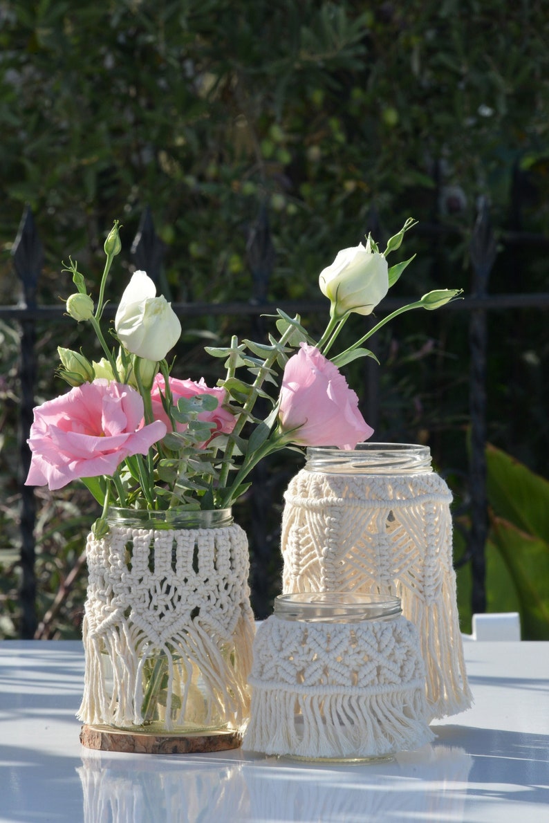 Digital Set of 3 Macrame Jar Cover Pattern Small, Medium and Large Pattern included PKV00 Instant Download image 1