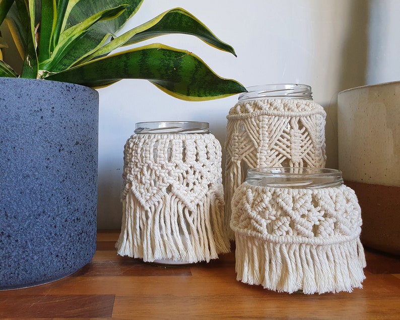 Digital Set of 3 Macrame Jar Cover Pattern Small, Medium and Large Pattern included PKV00 Instant Download image 7