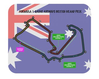 Formula One Mouse Pad featuring the British Grand Prix track layout and flag.