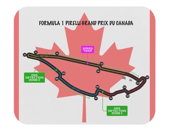 Formula One Mouse Pad featuring the Canadian Grand Prix track layout and flag.