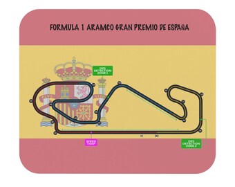 Formula One Mouse Pad for the Spanish Grand Prix track layout and flag.