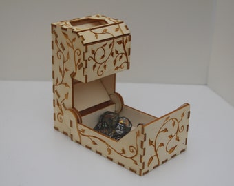 Vine-Engraved Folding Dice Tower for DnD and TTRPGs, Handmade