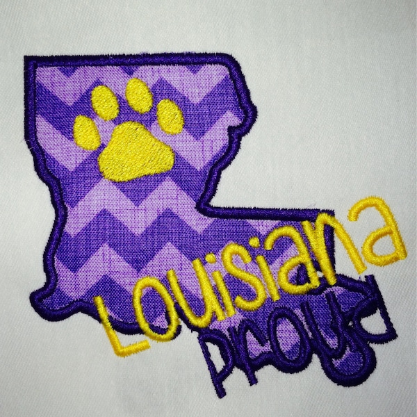 Louisiana Proud Applique with Paw Print  Machine Embroidery Design Instant Download