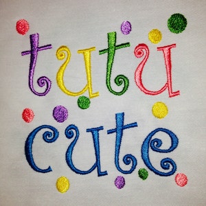 TuTu Cute Machine Embroidery Design Instant Download