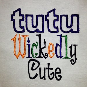 TuTu Wickedly Cute Machine Embroidery Design Instant Download
