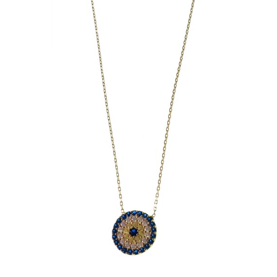 Collar Ojo Turco dorado con mensaje Plata de Ley Collares dorados Plata de Ley