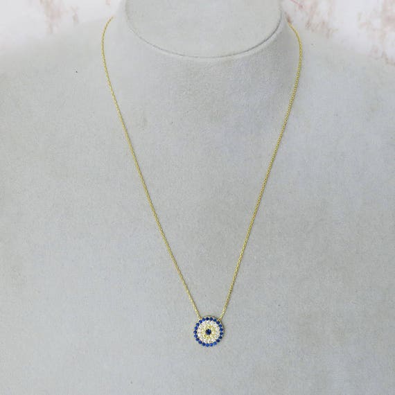 Collar Ojo Turco dorado con mensaje Plata de Ley Collares dorados Plata de Ley