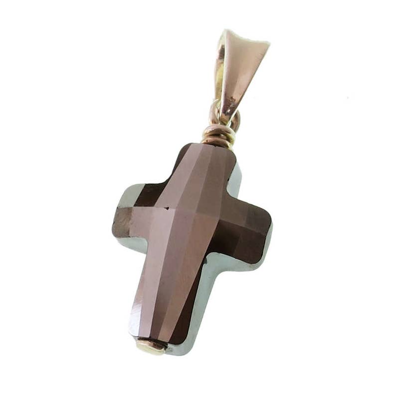 Swarovski Cross Pendant/ Silver Base/ Catholic image 1