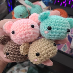 Crochet Kawaii Bear Manju Bun dumpling Amigurumi charm keychain or phone charm