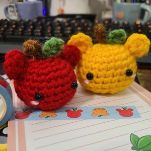 Crochet Kawaii Fruit Bear Apple or Orange Amigurumi charm keychain or phone charm