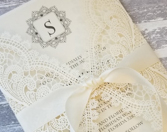 Ivory Vintage Wedding Invitation