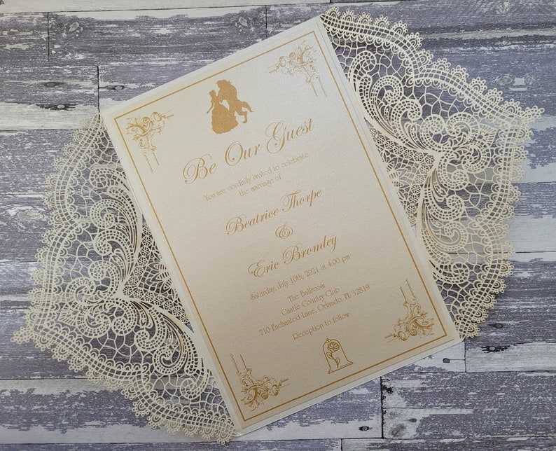 60x Beauty The Beast Wedding Invitation Sets