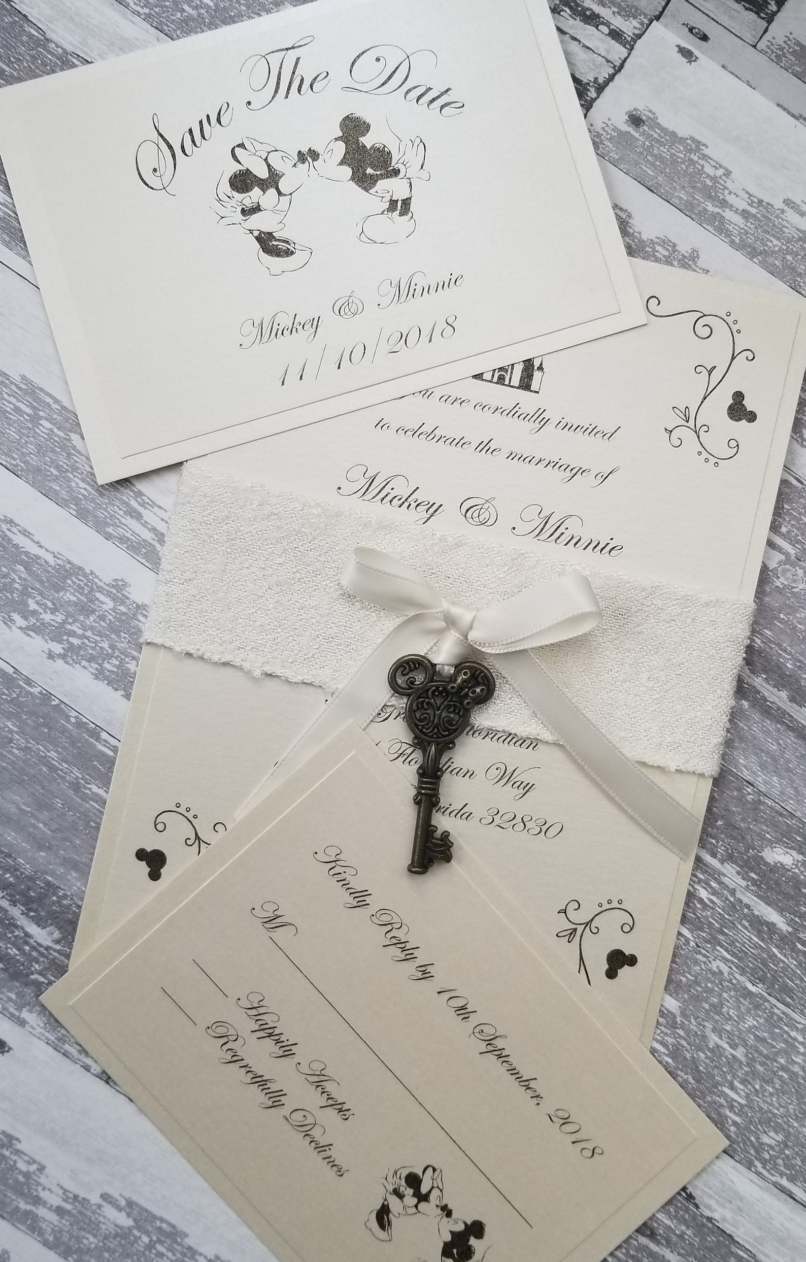 Mickey & Minnie Wedding Invitation Set Sample Etsy