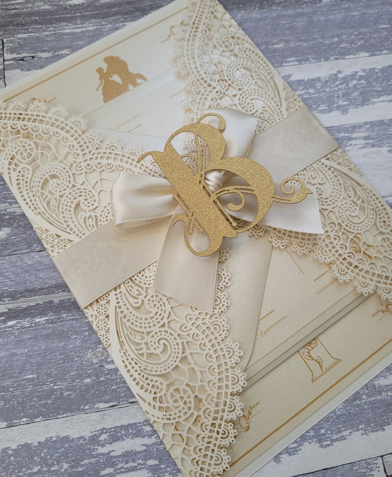 70x Beauty The Beast Wedding Invitation Sets