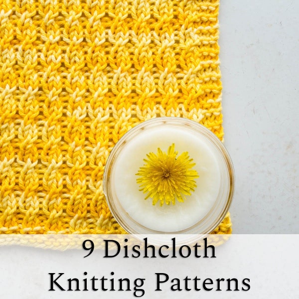 9 DISHCLOTH Knitting Patterns, Dish Scrubber, Beginner Dishcloth Pattern,  Diagonal Stitch C2C Dishcloth, Dishcloth Washcloth Knit Bundle