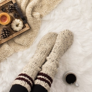 BEGINNER Sock Knitting Pattern Easy Sock Pattern Knitted Chunky Socks Cabin Socks Knitted Tube Sock Happiness Brome Fields image 1