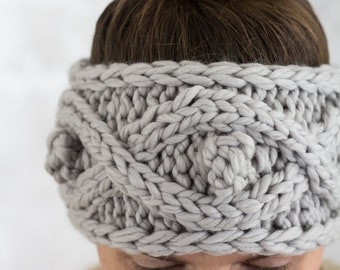 Knitting Pattern - Chunky Knit Headband - Bobble Cable Headband Knitting Pattern - Enamorous - Brome Fields