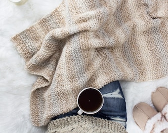 Easy Blanket Pattern, Beginner Blanket Knitting Pattern, Baby Blanket Knitting Pattern, 7 Sizes, Warm & Cozy