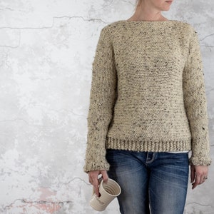 Chunky Knit Sweater Knitting Pattern, Women's Sweater Pattern, Beginner ...