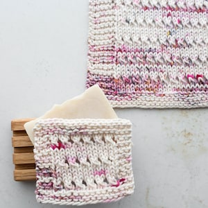 Country Dishcloth Knitting Pattern Mini Scrubbie Video Tutorial Eyelet Dishcloth Euphoria image 1